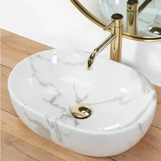 Умивальник Rea Amelia 34,5x48 marble shiny (REA-U8001) - фото 4