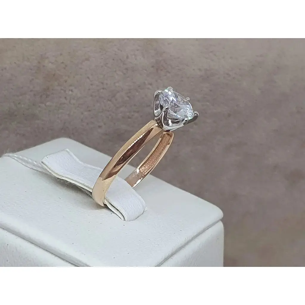 Золотое кольцо Харьковская ювелирная фабрика с фианитом. 700402 16,5 - фото 3