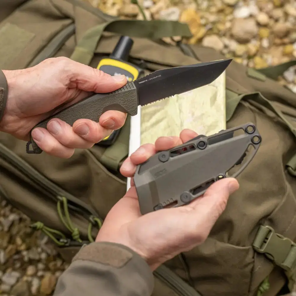 Нож SOG Trident FX Partailly Serrated Черный-Оливковый - фото 4