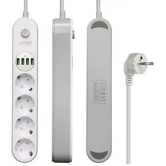 Сетевой фильтр LDNIO SE4432 удлинитель 4 розетки 4 USB 2 м белый - фото 3