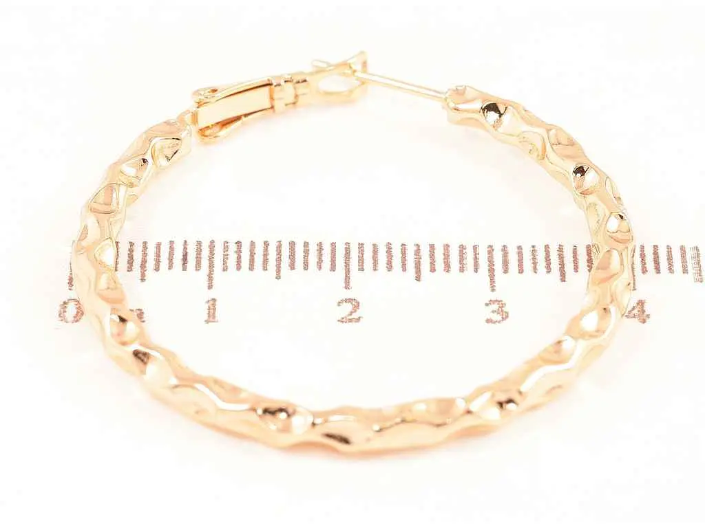 Сережки Xuping Позолота 18K кільця (конго) "Декоративний візерунок" ø 4см (256050) - фото 2
