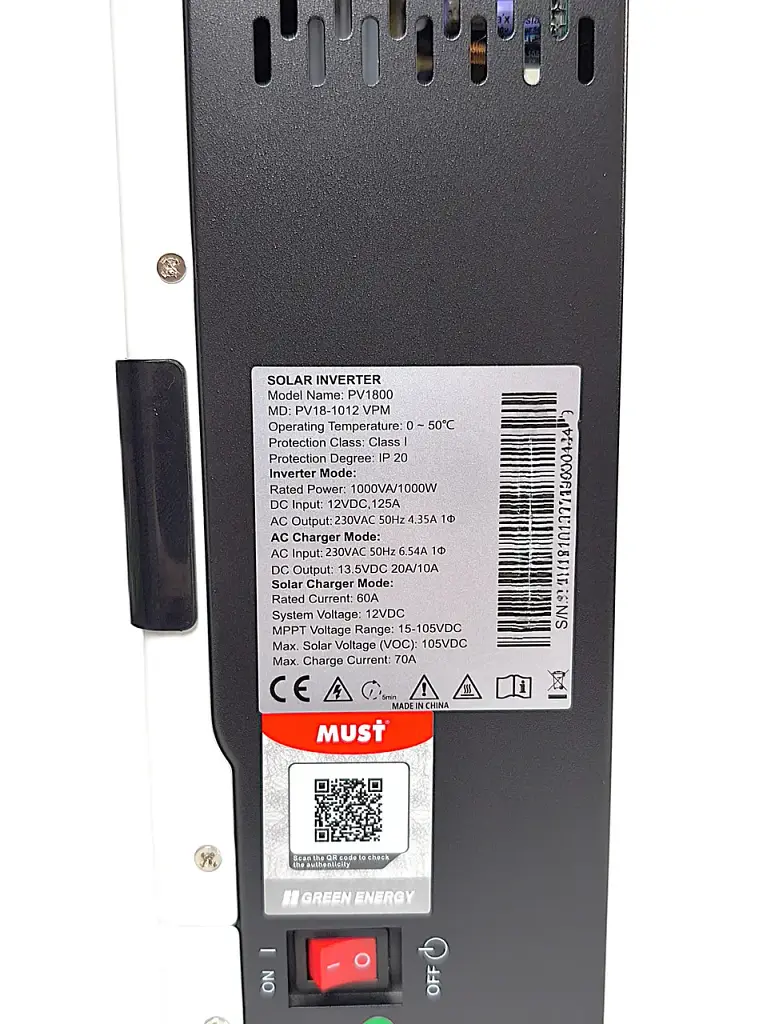 Комплект автономного питания Must PV18-1012 VPM 1000W 12V + Power Queen LiFePO4 12.8V 100Ah - фото 6