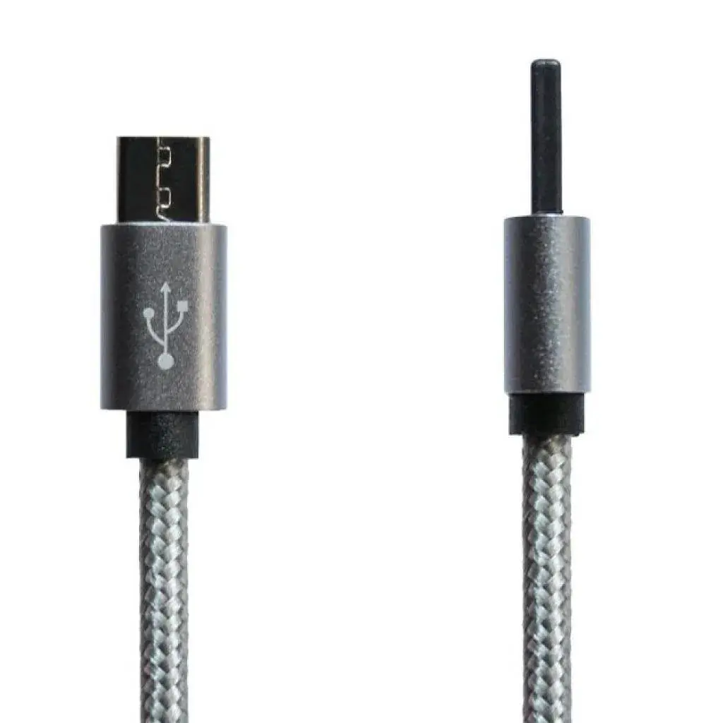 Дата кабель USB 2.0 AM to Micro 5P 1.0m Grey/Black Grand-X (FM02) - фото 2