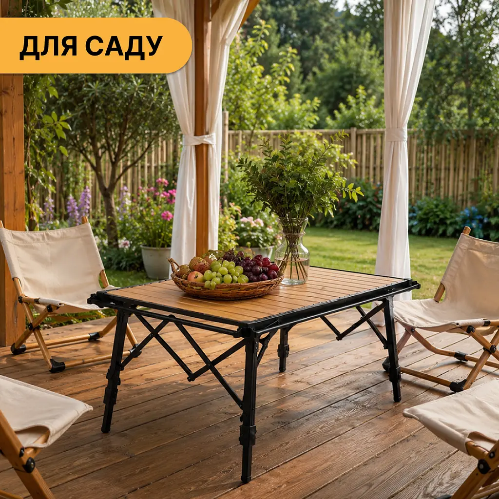 Розкладний туристичний стіл LEOBRO Pro Camp Wood Alu (LB-1063) - фото 2