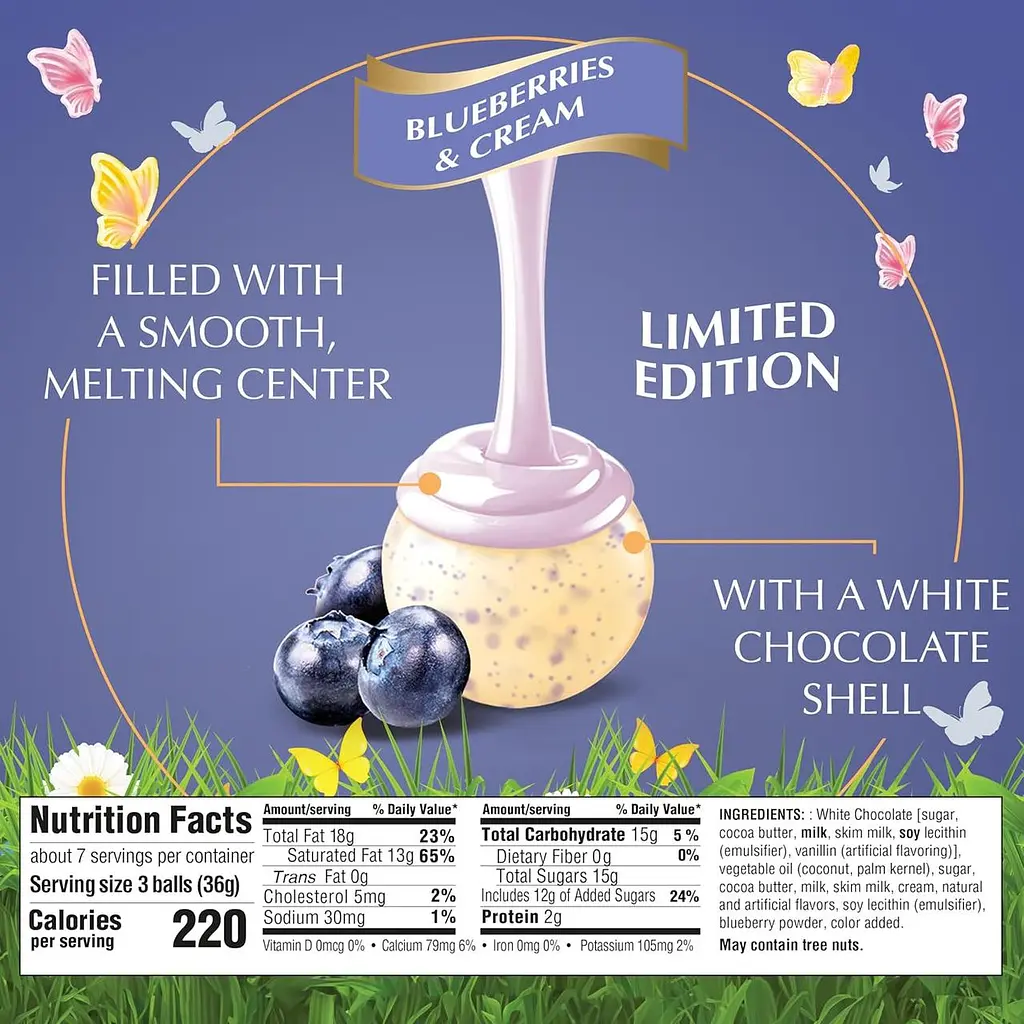Шоколадні цукерки Lindt Lindor Blueberries Cream White Chocolate Candy 144г - фото 6