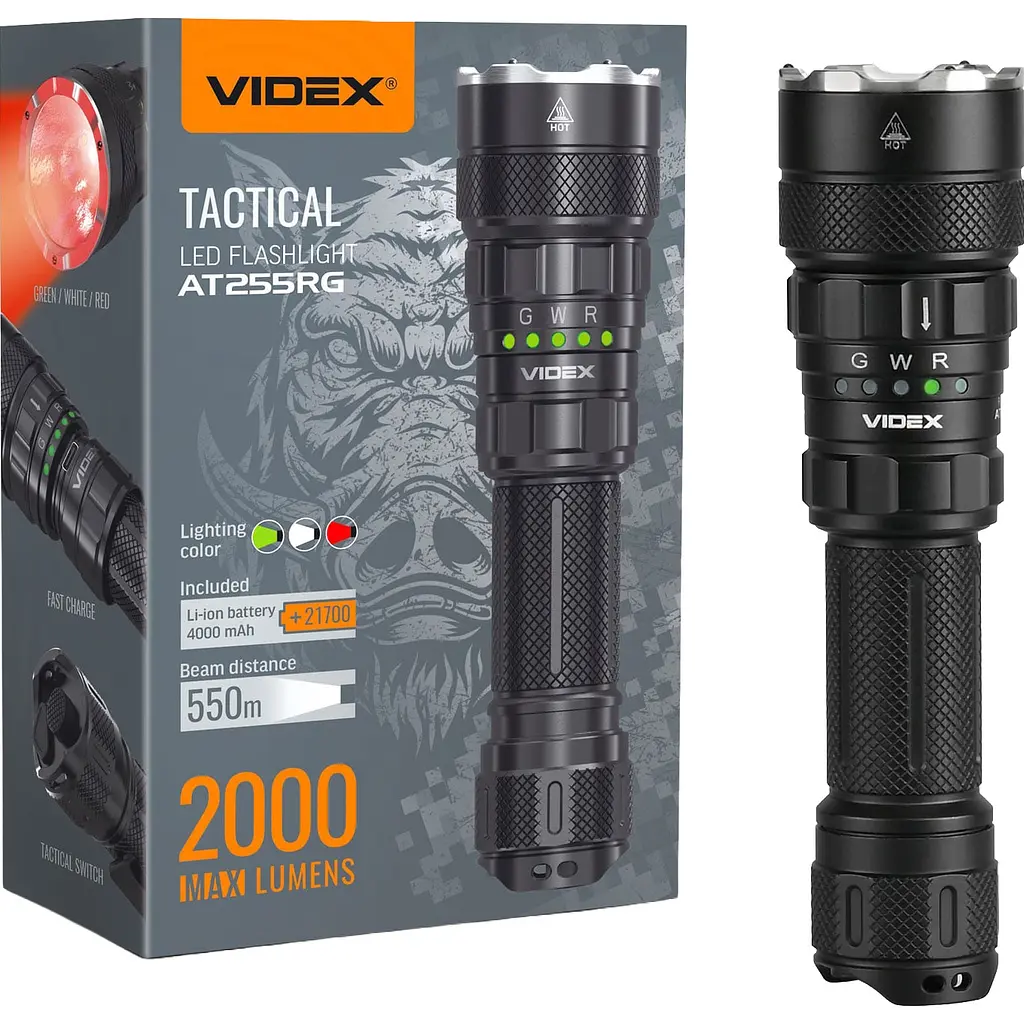 Тактичний світлодіодний ліхтарик Videx VLF-AT255RG, 2000Lm 5000K (27427-000)