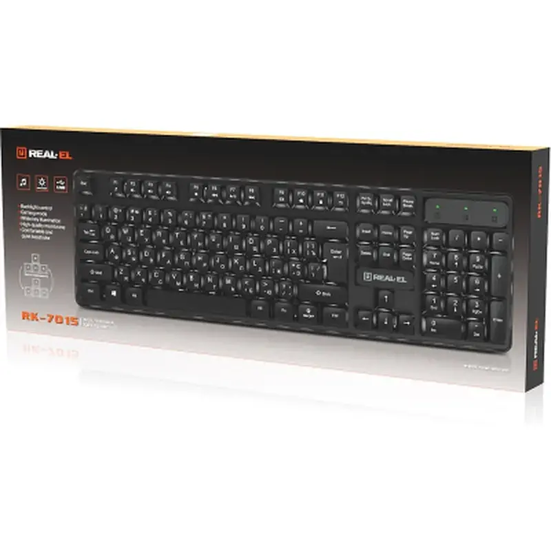 Клавіатура REAL-EL RK-7015 USB Black (EL123100049) - фото 9