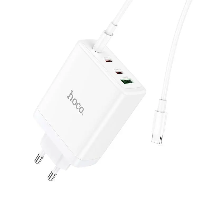 Адаптер мережевий Hoco N31 Leader four-port (3C1A) fast charger set + Type-C to Type-C кабель - фото 7