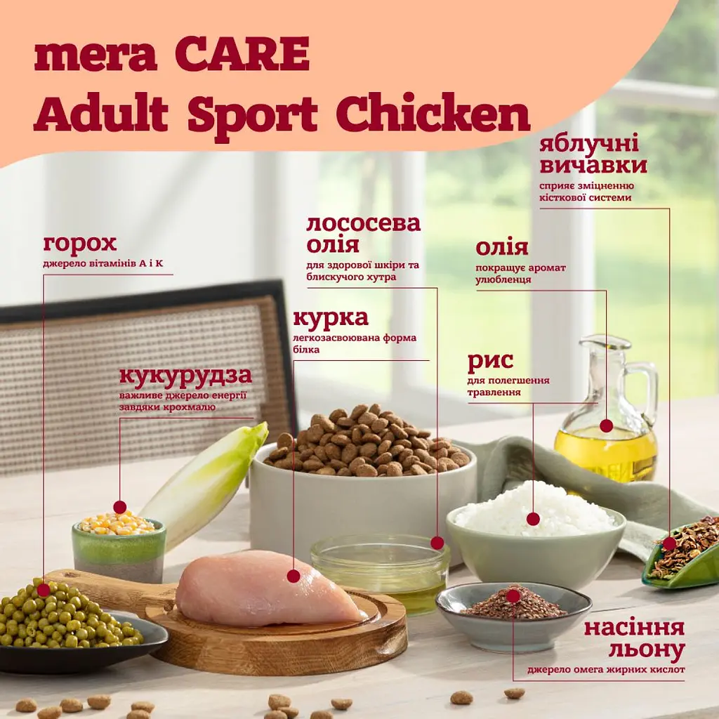 Сухой корм для собак Mera Care Adult Sport Chicken с курицей 1 кг  - фото 4