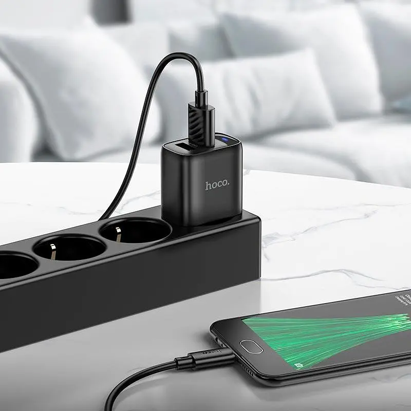Адаптер мережевий Hoco Micro USB Cable Smart dual-port charger C141A |2USB. 2.1A/10.5W| - фото 2