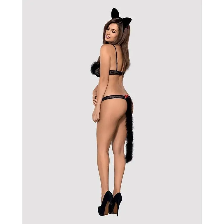 Еротичний костюм гепарду Obsessive Gepardina 3 pcs costume чорний S/M - фото 4