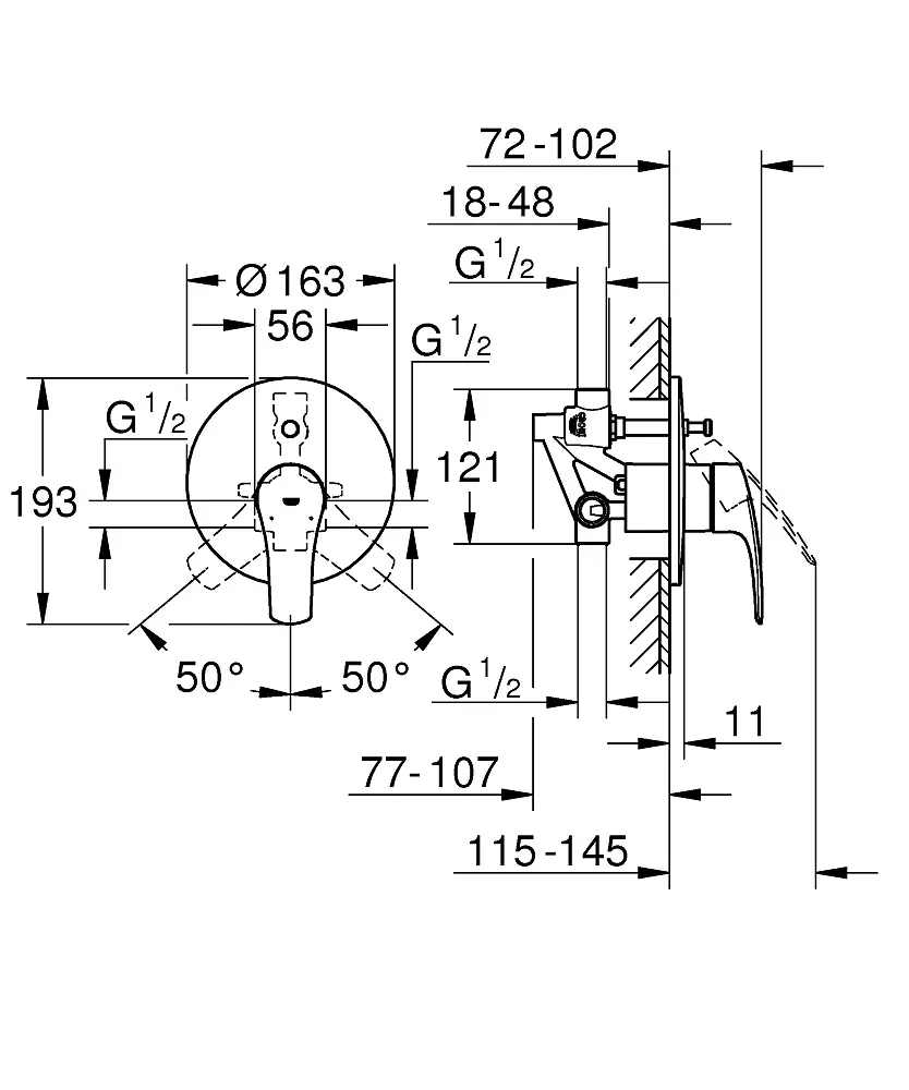 Змішувач для ванни Grohe Eurosmart New 33305003, Хром - фото 4