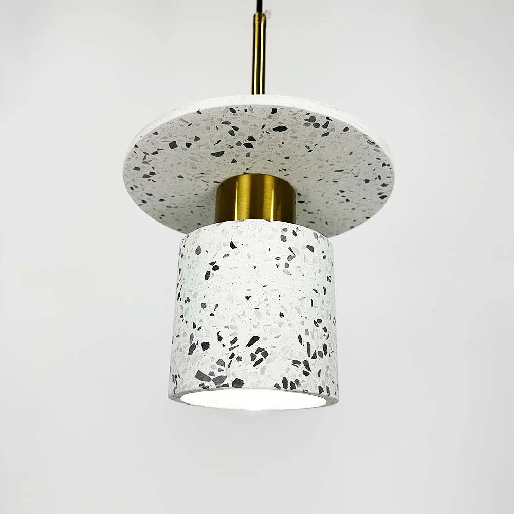 Подвес Terrazzo Cylinder с белым бетонным плафоном 20 см в стиле Ар-деко | Line F | Арт. MJ162-200 WT - фото 2
