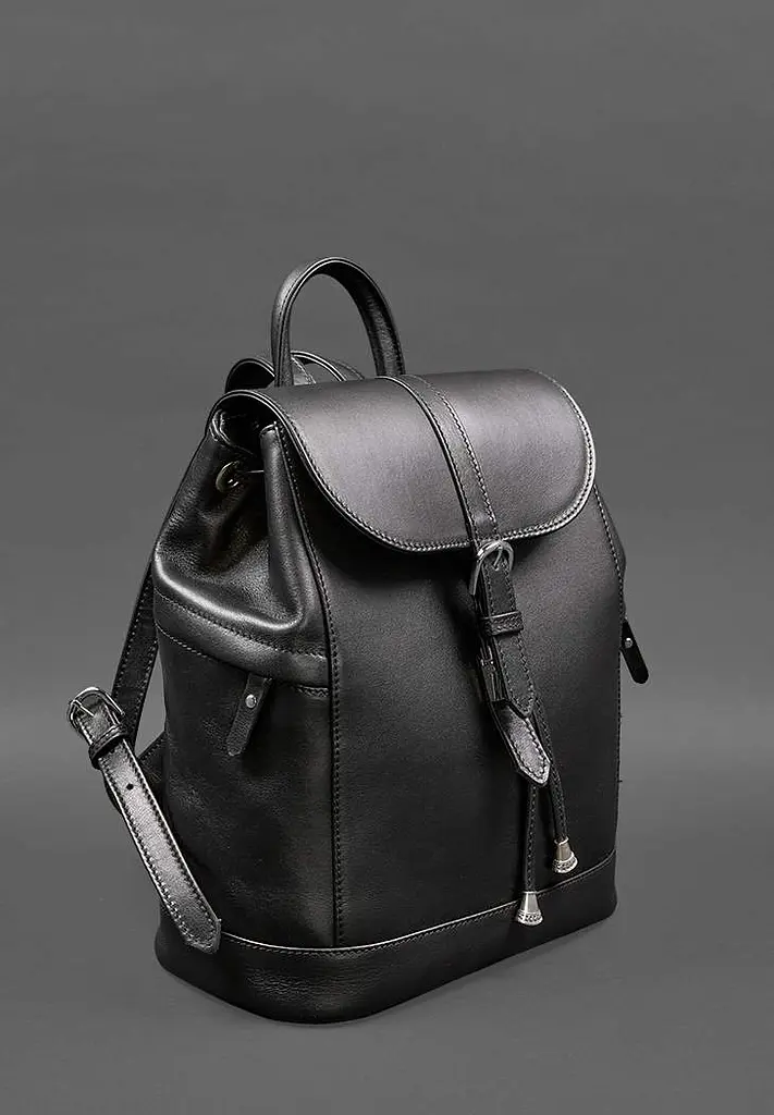 Кожаный женский рюкзак Олсен черный краст - фото 4