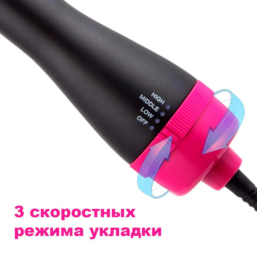 Фен щетка для укладки волос черный 1000 Вт, расческа фен - фото 5