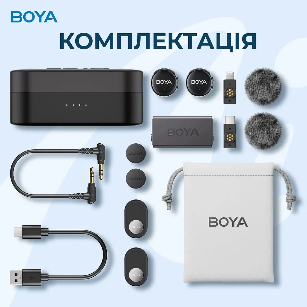 Микрофон Boya LINK 3-01 Type-C/TRS/Lightning Black (LINK 3-01) - фото 14