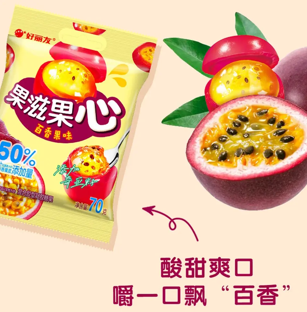Китайські жувальні цукерки Orion Peelable Passion Fruit Flavor Gummy Candy Маракуя 17г - фото 2