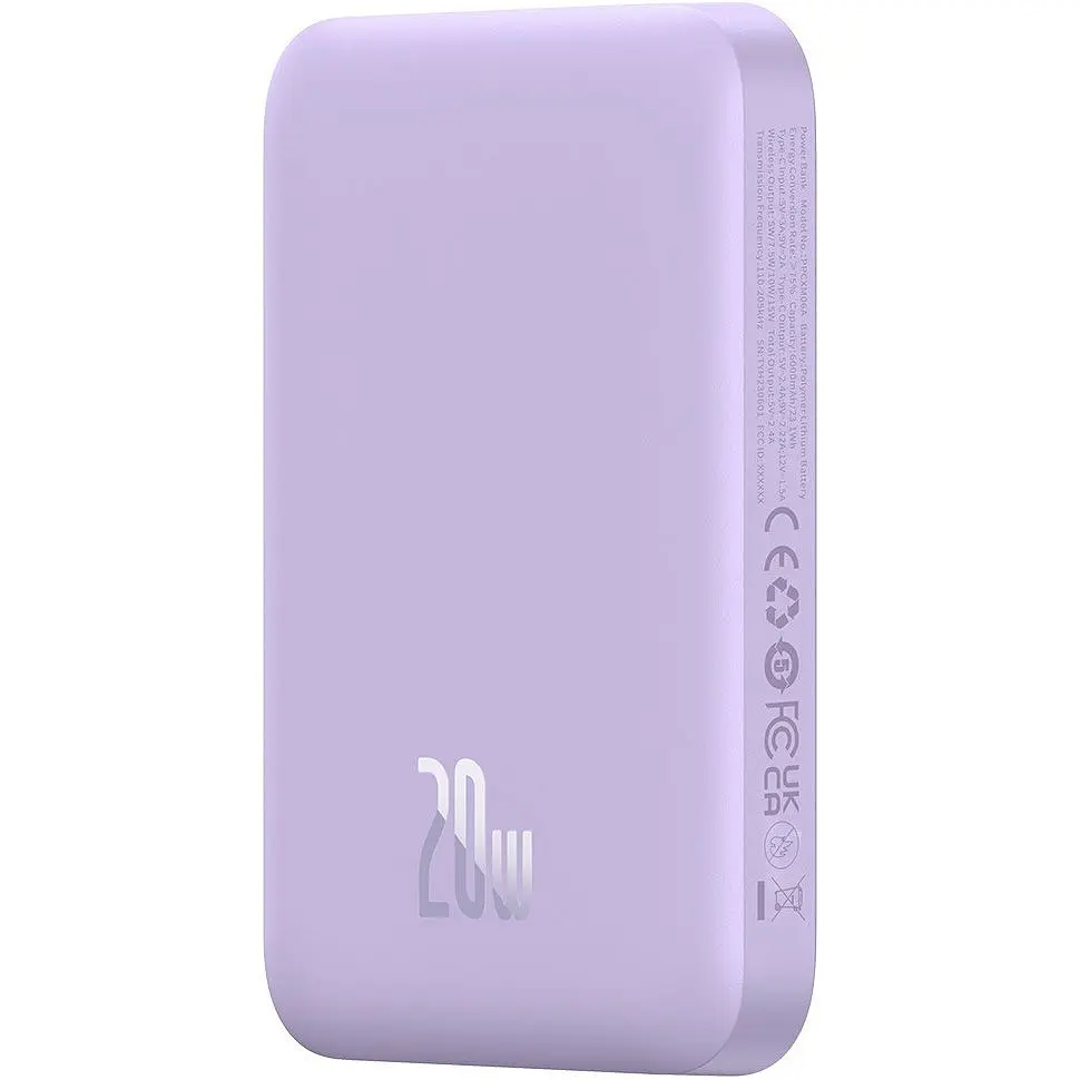 Зовнішній акумулятор Baseus Magnetic Bracket Mini 6000mAh 20W Purple (P10059002513-00) [141929] - фото 3