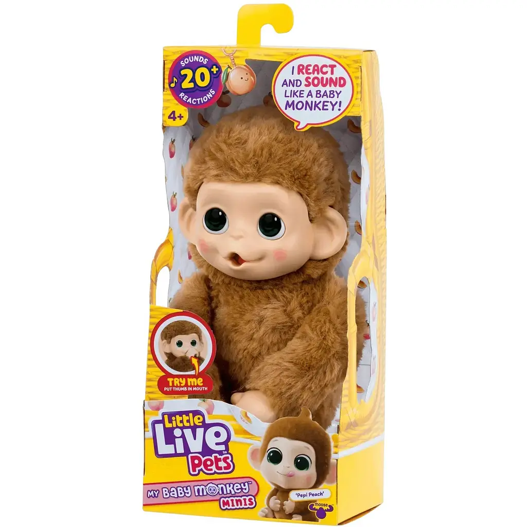 Інтерактивна іграшка Moose Little Live Pets Мавпеня Пепі Піч бежева (26766) - фото 4