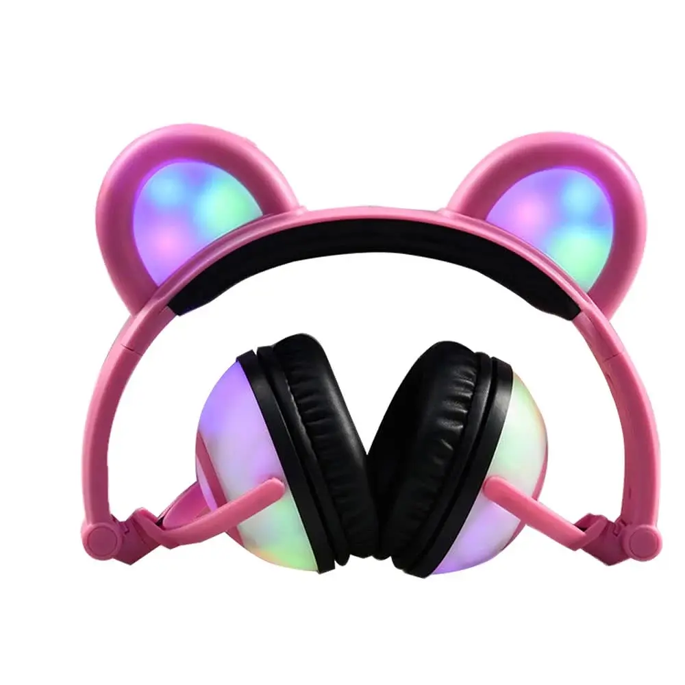 Навушники Linx Bear Ear Headphone з ведмежими вушками LED підсвічування 350 mAh Рожевий (SUN1862) - фото 2