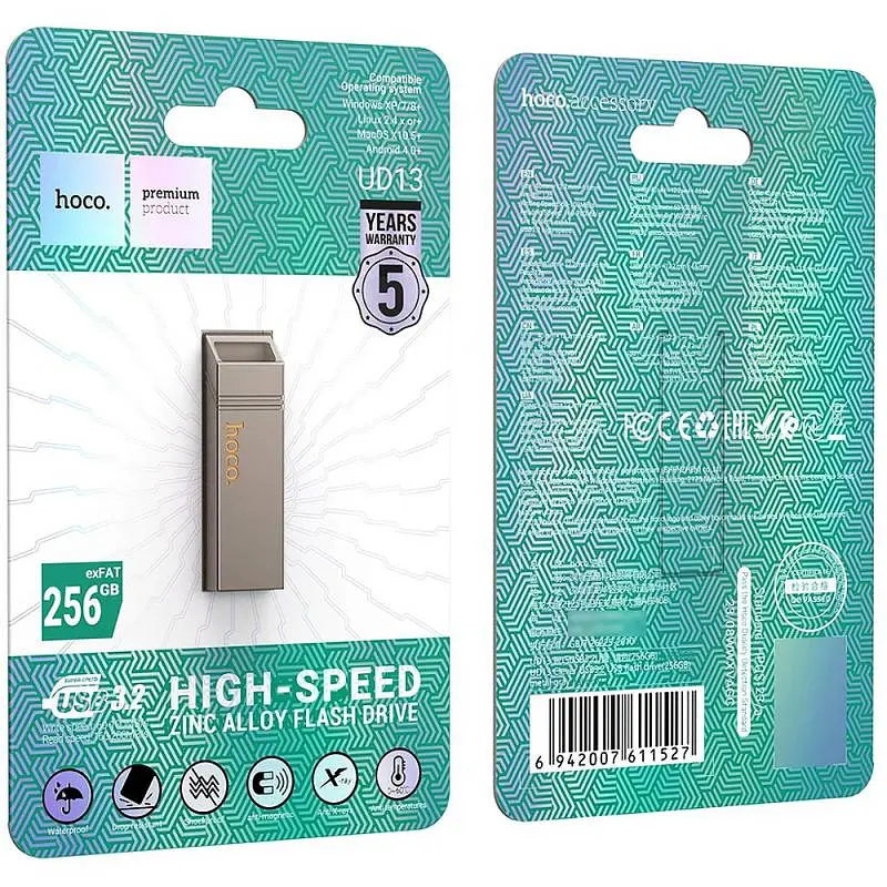 Флеш-накопичувач UD13 USB3.2 - 256GB Gray Hoco teh0029227 - фото 6