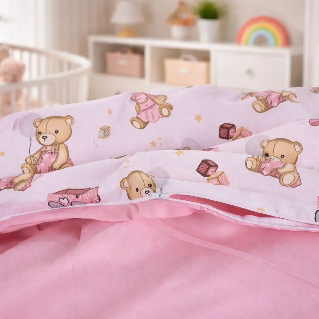Комплект постільної білизни MirSon Ranforce Elite Little Teddy pink 110x140 см (2200012567883) - фото 4