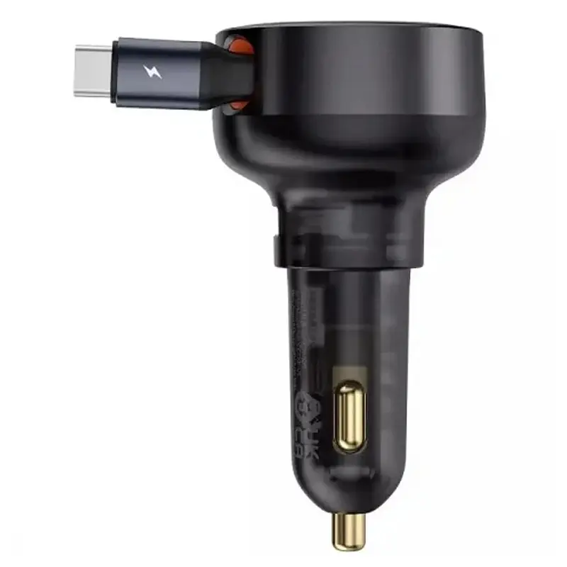 АЗП Baseus Enjoyment Pro PD60W with retractable cables (1USB-A/1C/1L) (C00057802111) Cluster Black - фото 4