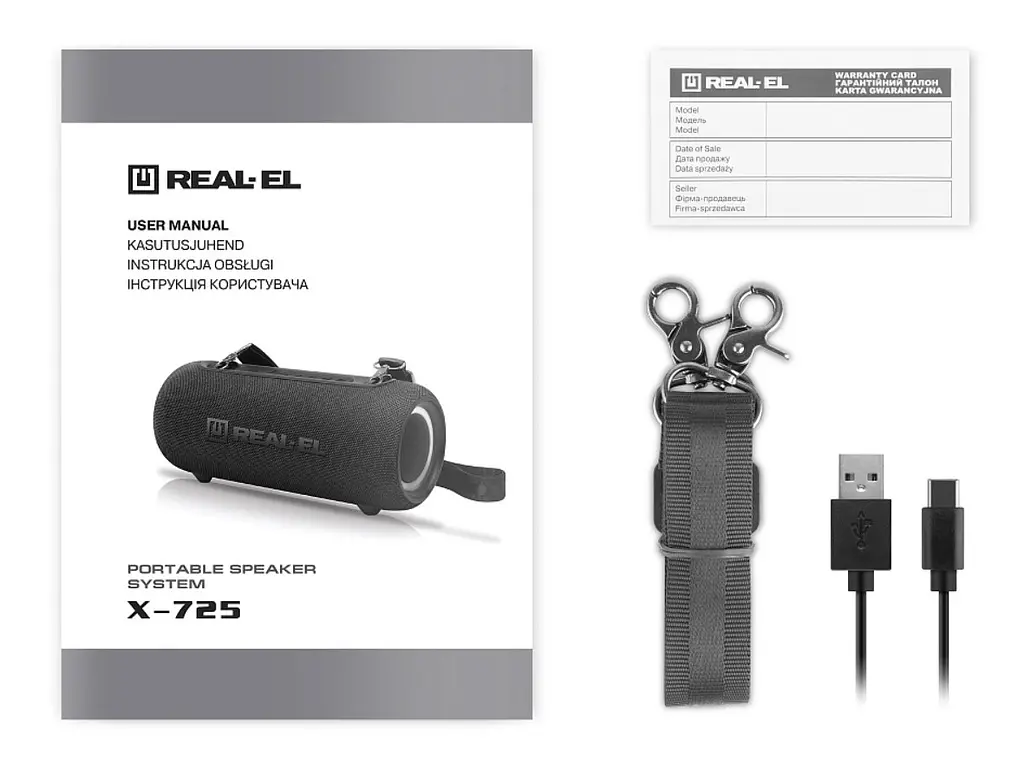 Портативная колонка REAL-EL RX725 15W Bluetooth TWS, RGB, Black - фото 14