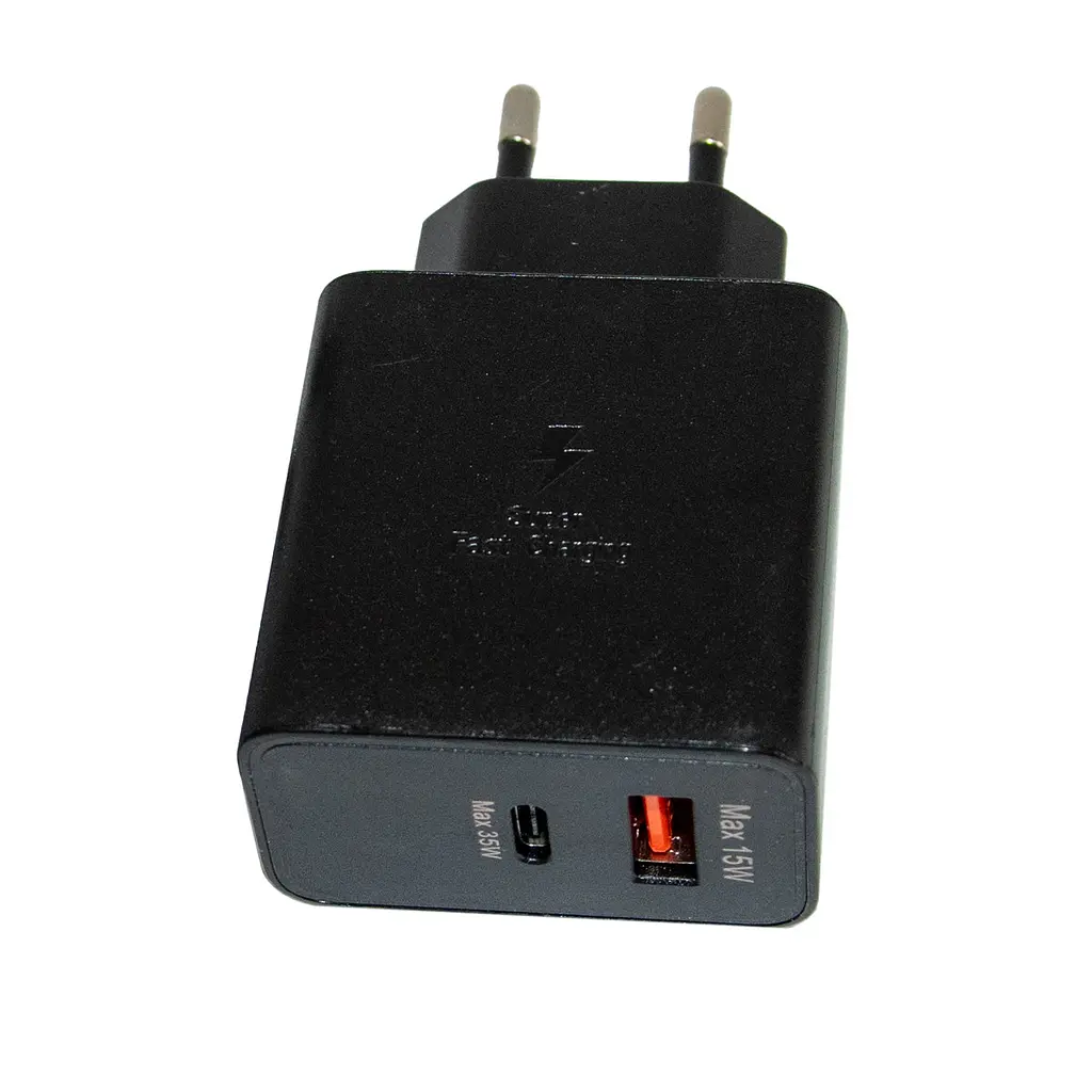 Зарядний пристрій USB-C + USB-A 35W з кабелем 1 м, адаптер для телефону, чорний - фото 6