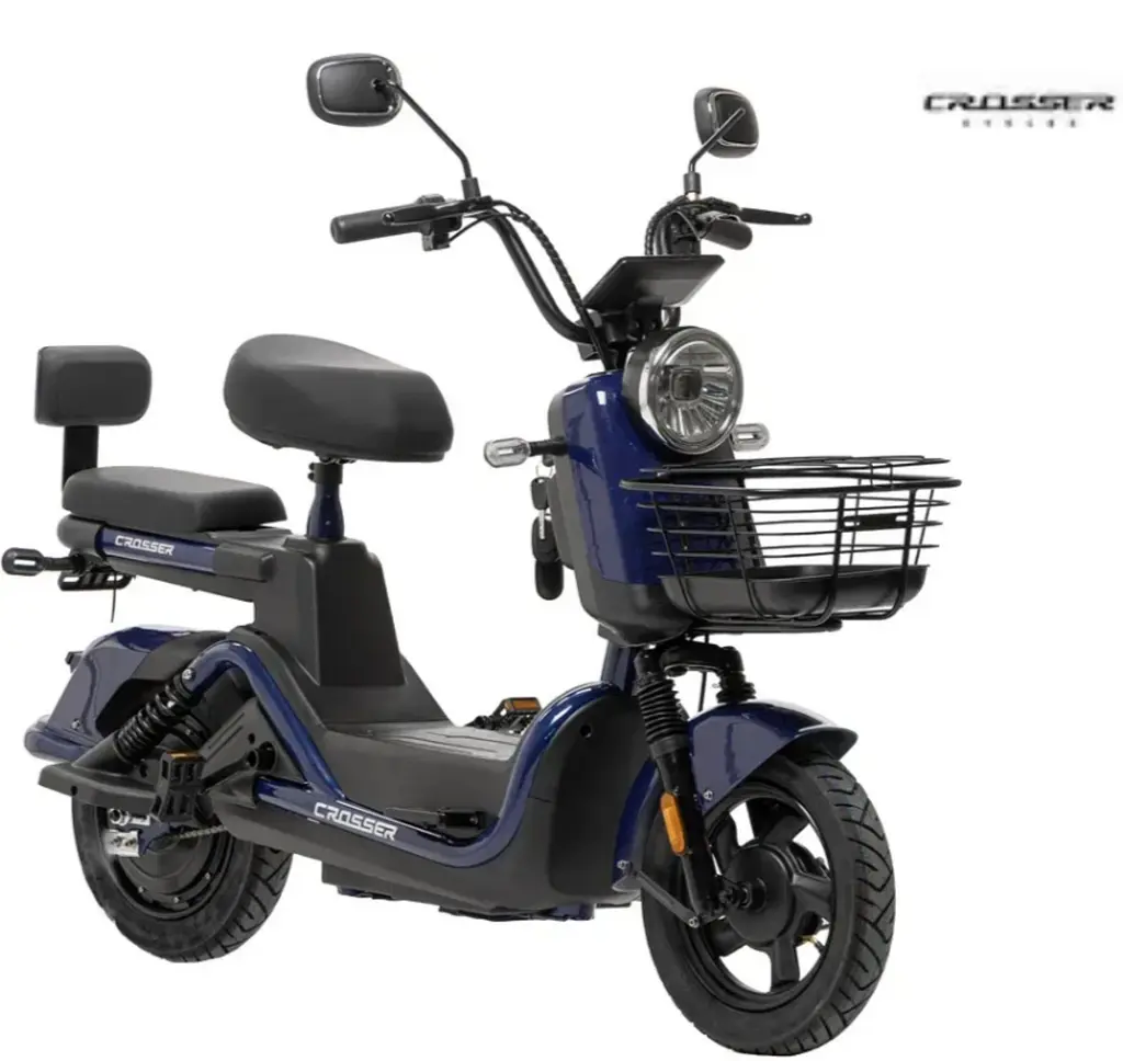 Электроскутер Двухместный Crosser CR2 (800W, 60V, 24Ah, графеновый АБК) Синий - фото 2