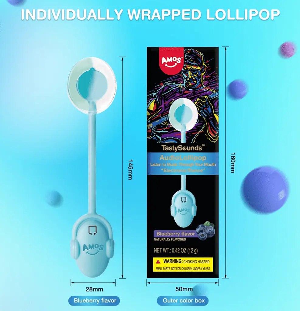 Льодяник Amos Tasty Sounds Audio Lollipop Blueberry Flavour 12г - фото 2