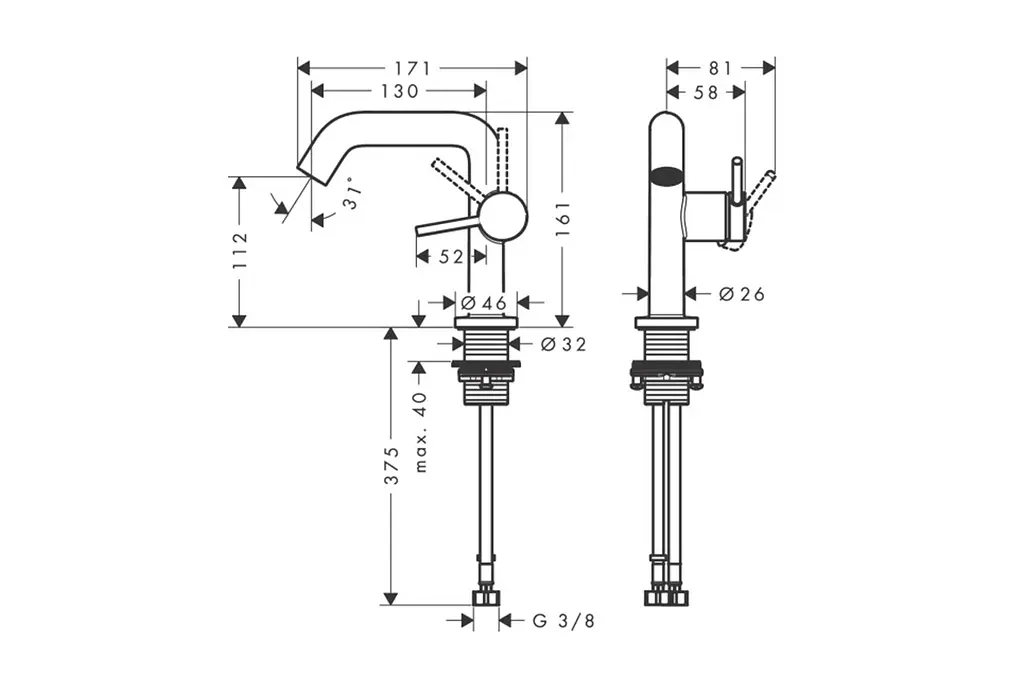 Змішувач для умивальника Hansgrohe Tecturis S CoolStart EcoSmart+ з д/к push-open brushed bronze 73320140 - фото 5