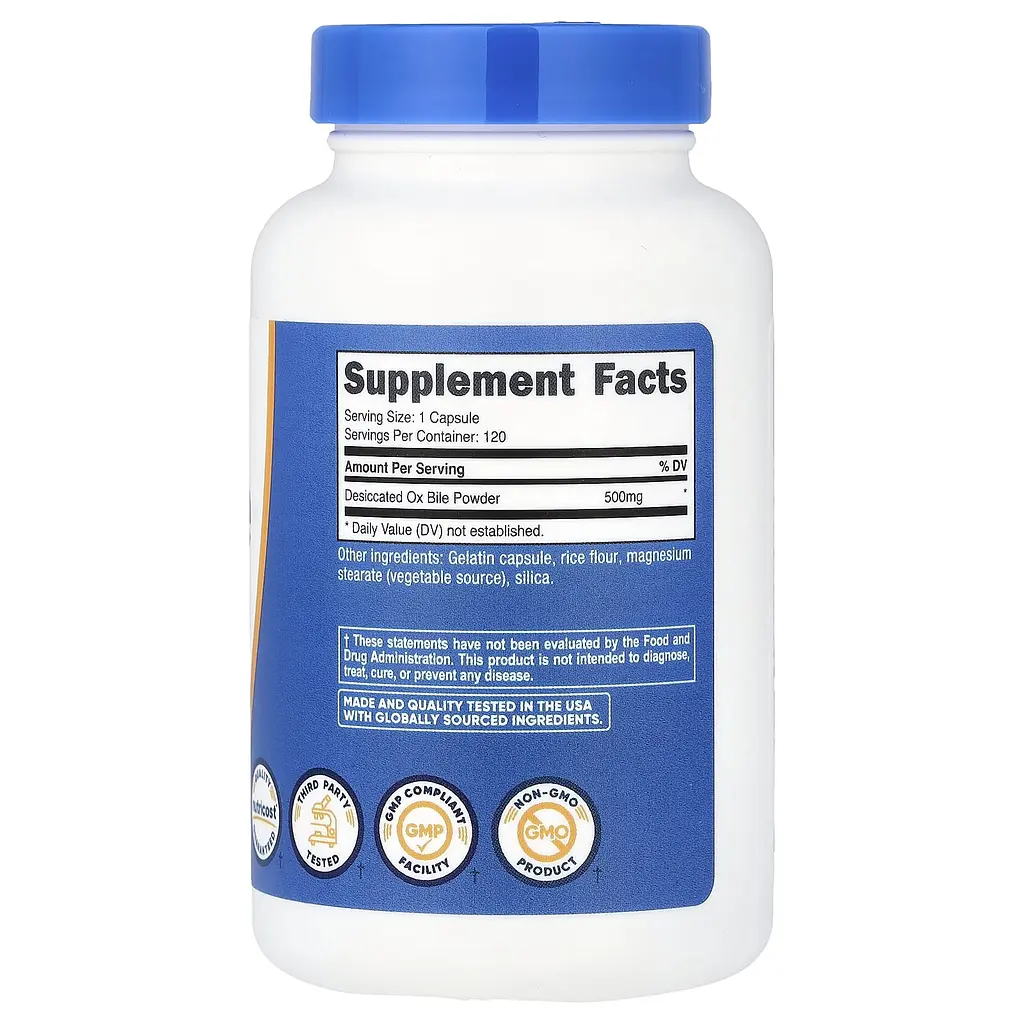 Бичача жовч Nutricost Ox Bile 500 мг 120 капсул - фото 2