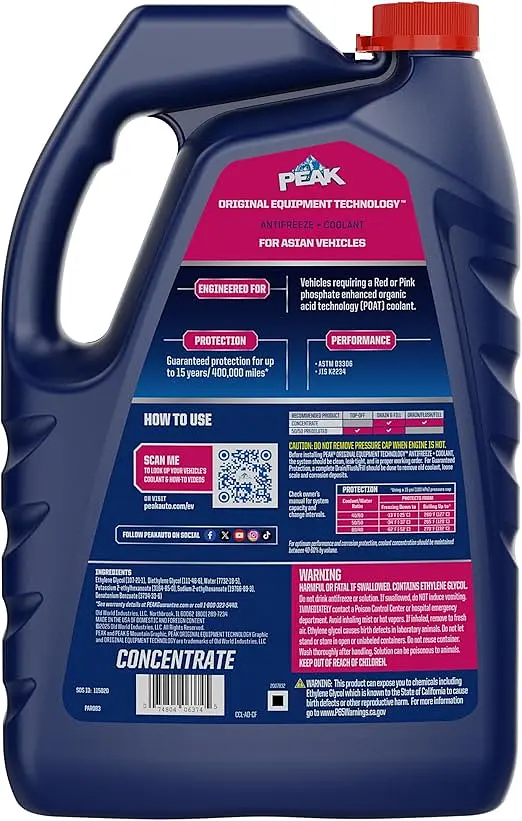 Охолоджуюча рідина PEAK OET ASIAN RED/PINK EXP FS 6/1/3,785 л. - фото 2