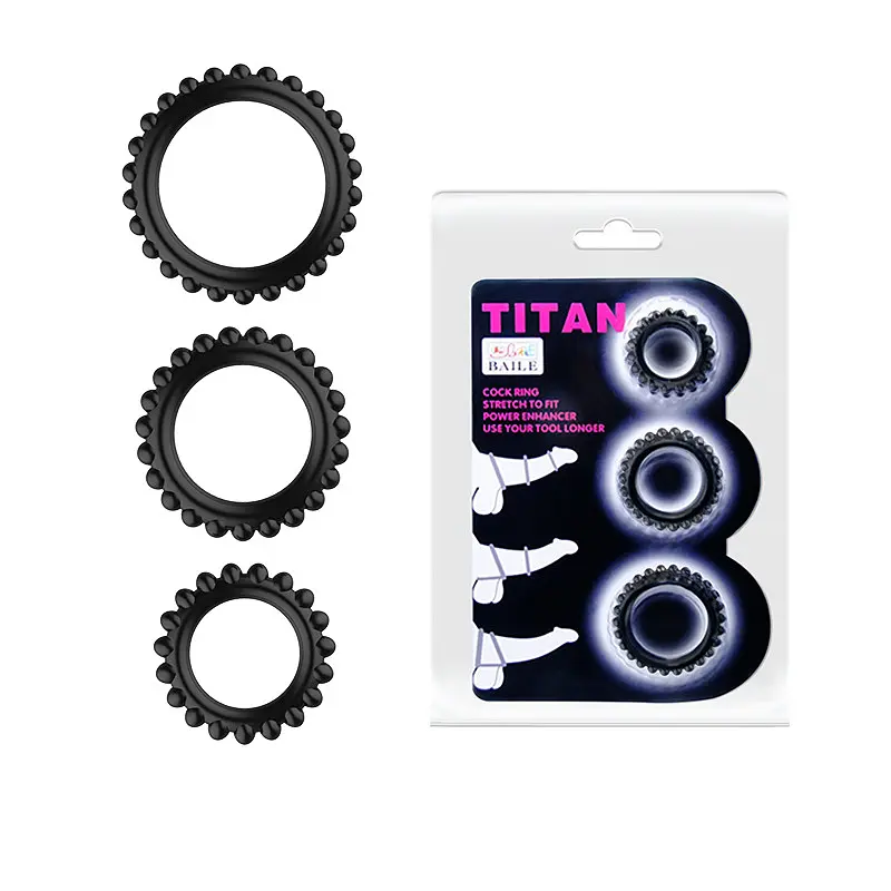 Ерекційні кільця TITAN cock ring set blue створені для продовження задоволення Baile 6603BI-210148; BI-210148 87321 - фото 3