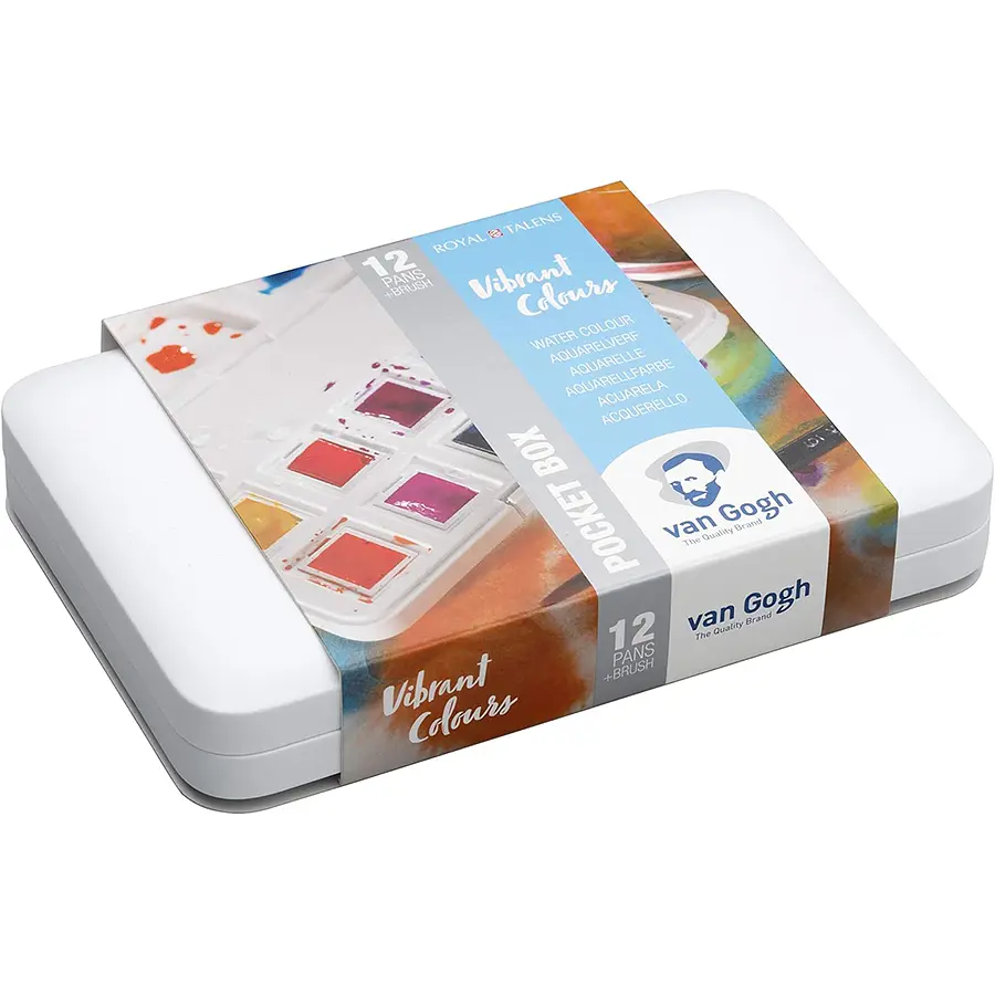 Набір акварельних фарб Van Gogh Pocket Box Vibrant Colours 12 кювет Royal Talens (8712079422820) - фото 9