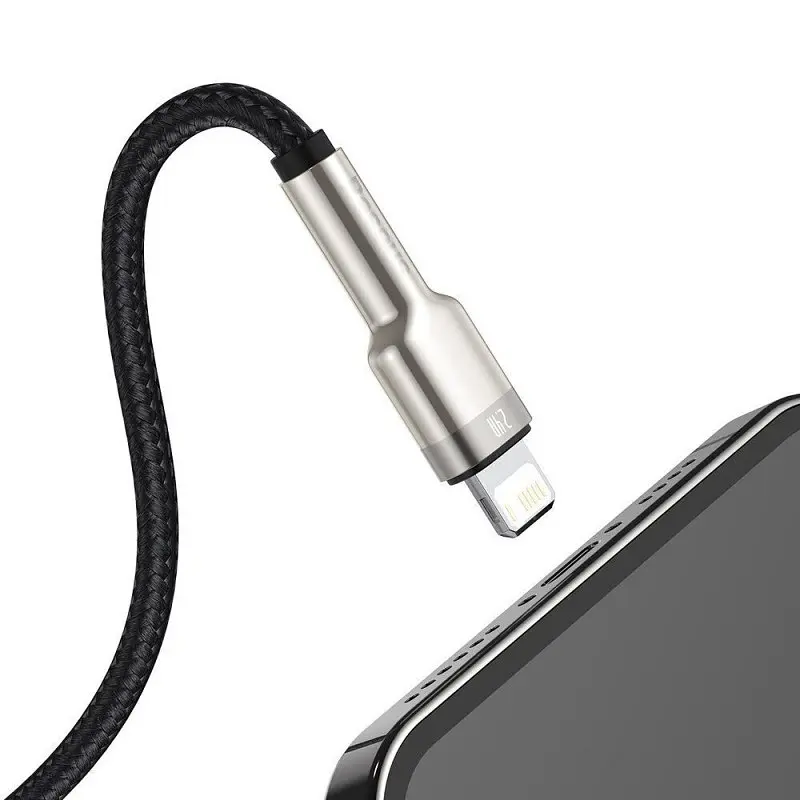 Дата кабель Baseus Cafule Metal USB to Lightning 2.4A (1m) (CALJK-A0) Black - фото 6