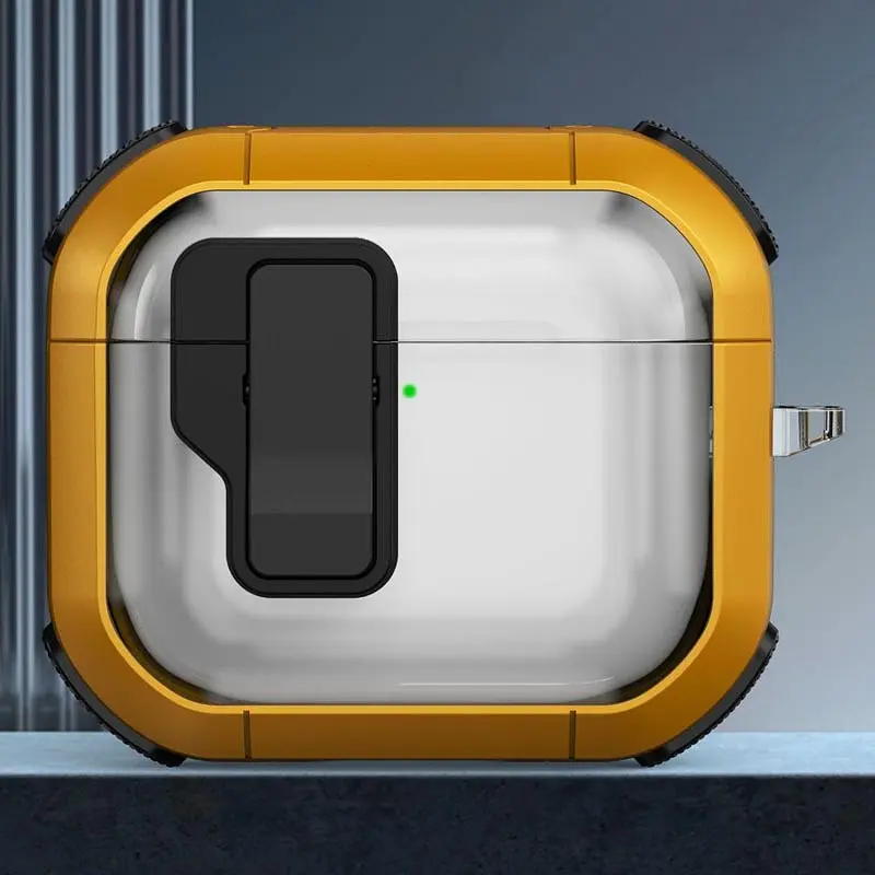 Футляр протиударний Locking Button для навушників Airpods 3 Yellow - фото 2