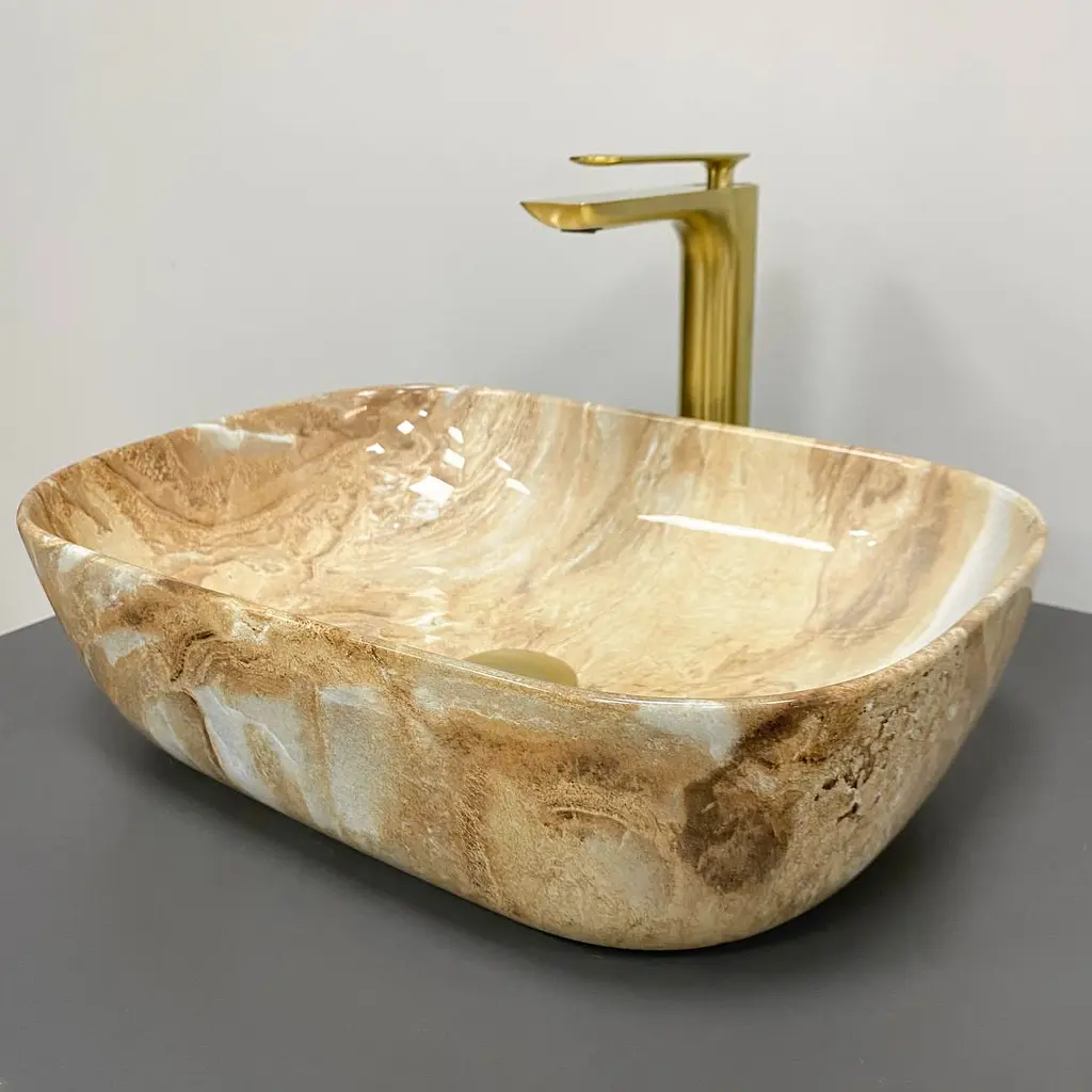 Умивальник VBI Ravenna brown onyx glossy накладний VBI-011223, Коричневий - фото 4