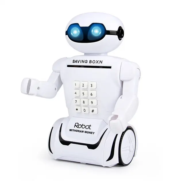Робот сейф з кодовим замком та настільна лампа 10 мелодій Robot Piggy Bank білий - фото 4
