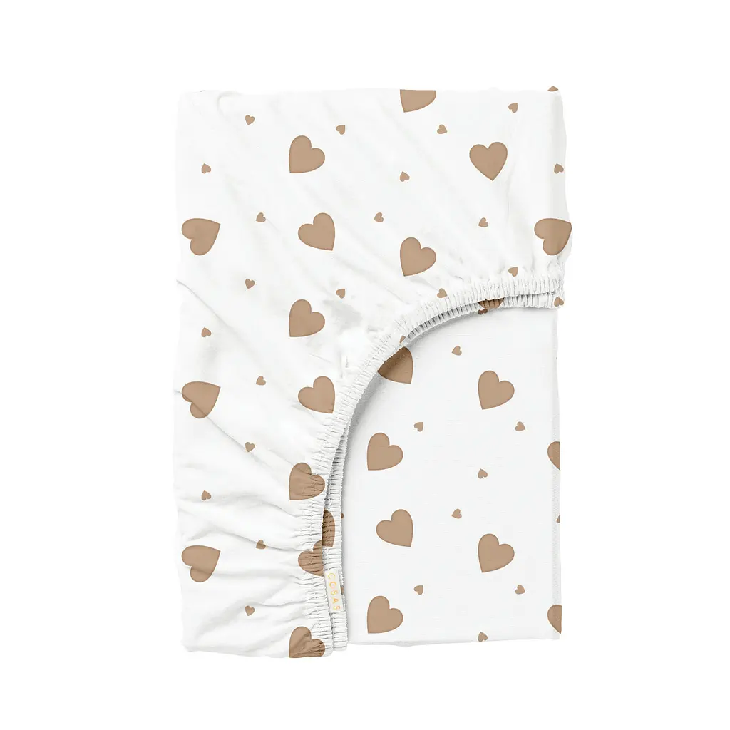 Набір простирадло на резинці Cosas Magnolia Hearts 90х200х20 см (Set_12Magnolia_BeigeHearts_90x200_2) - фото 3
