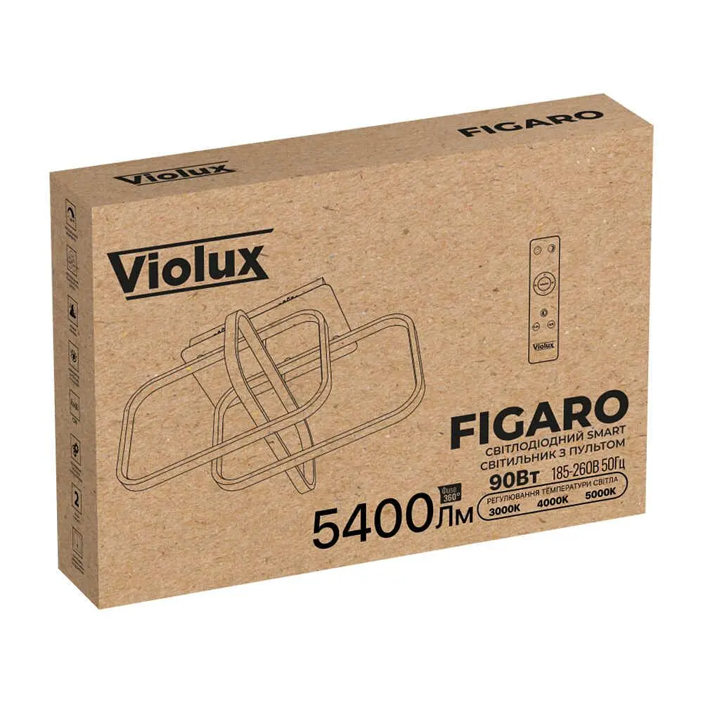 Світильник LED smart FIGARO +пульт 90W 3000-5000K IP20 чорний Violux ( 220855 ) - фото 2