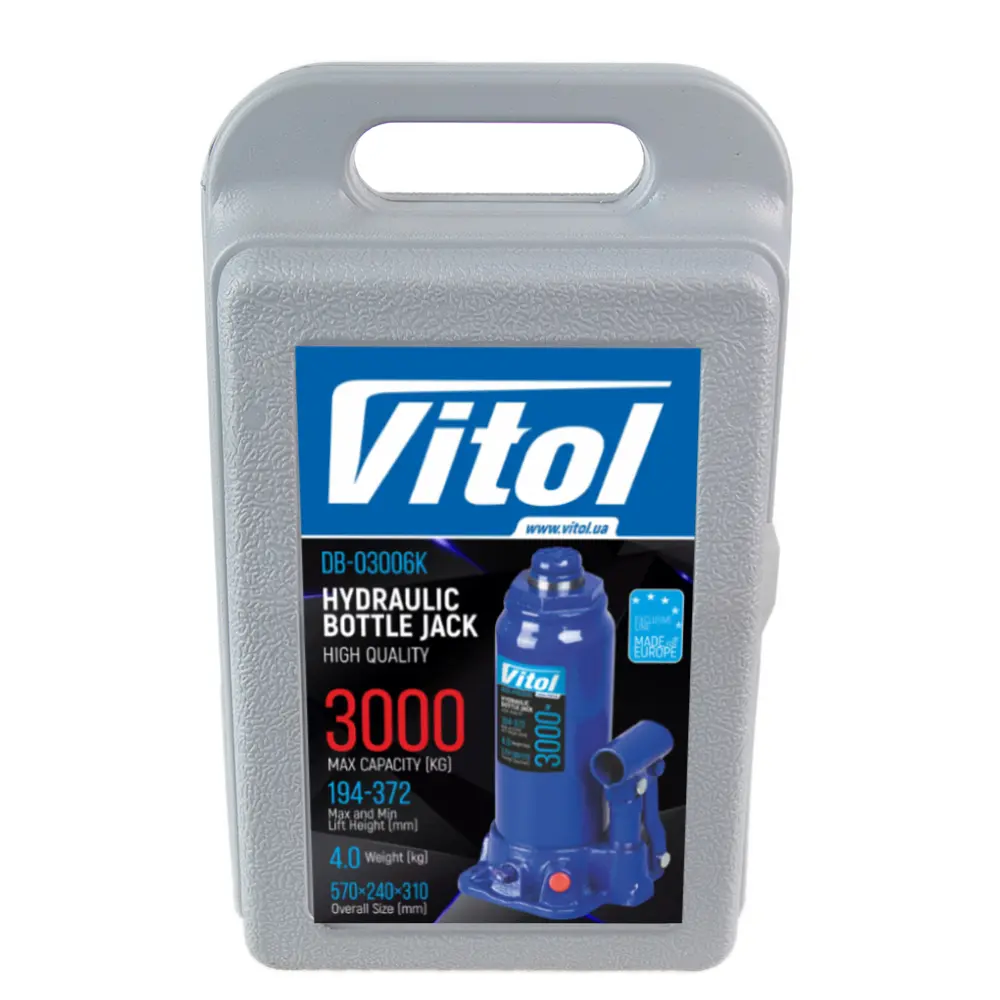 Домкрат гідравлічний телескоп Vitol 3 т з кейсом T90304S (DB-03006K) - фото 6