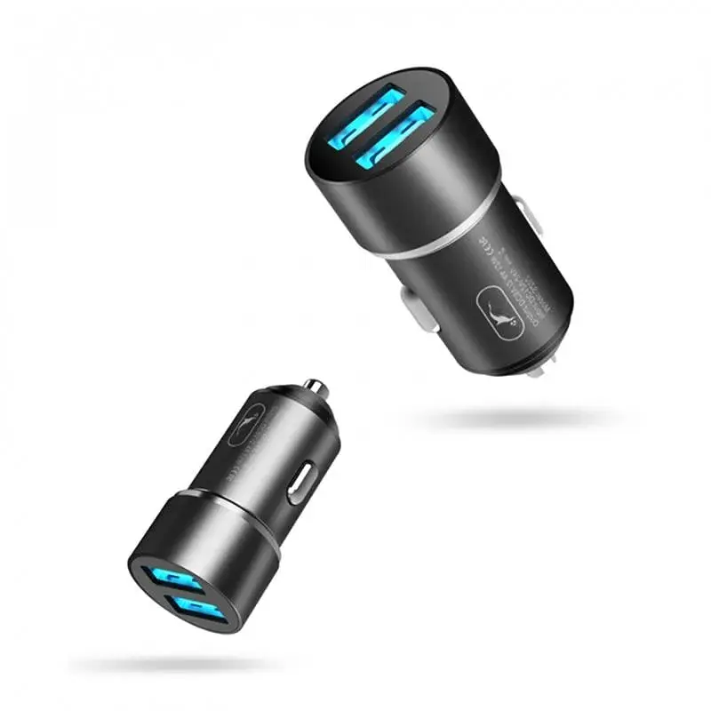Автомобільний зарядний пристрій SkyDolphin SZ02L Aluminium (2USB, 2.4A) Black (AZP-000071) + кабель Lightning - фото 2