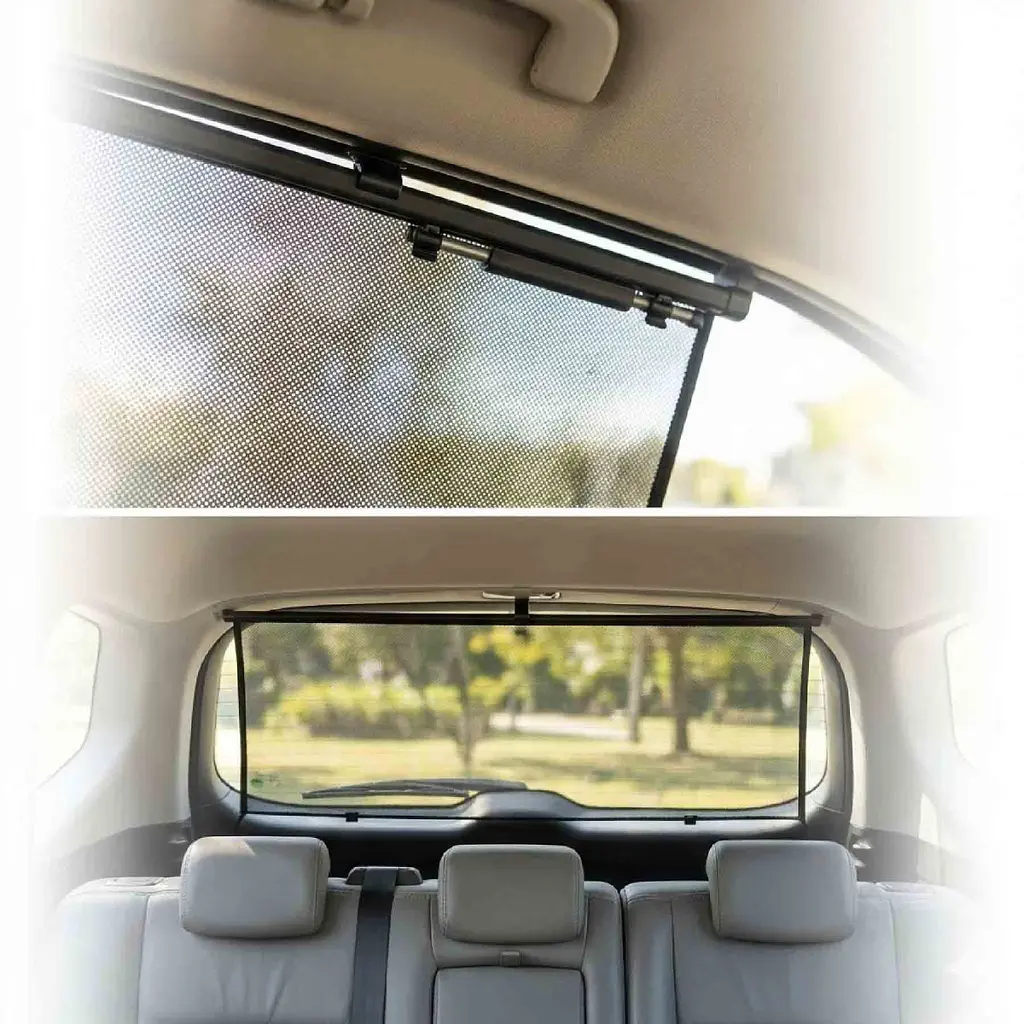Шторка сонцезахисна ролет на заднє скло Carlife 100 x 57 cм (Сітка Чорна з двох боків) SS100 - фото 2