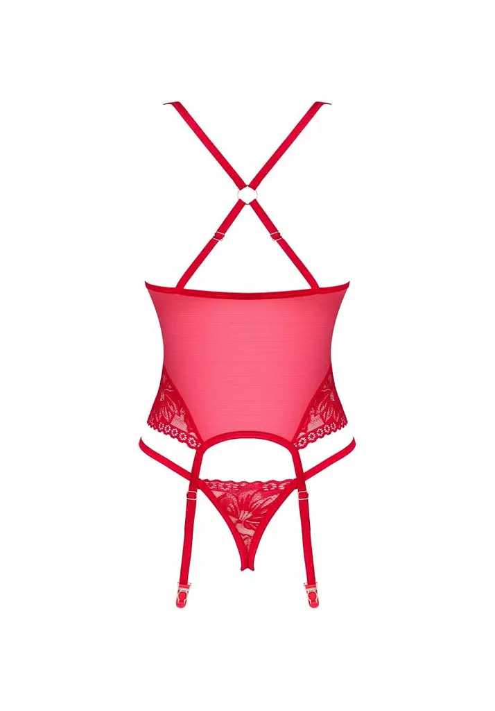 Комплект белья Obsessive Lacelove XL/XXL красный - фото 8