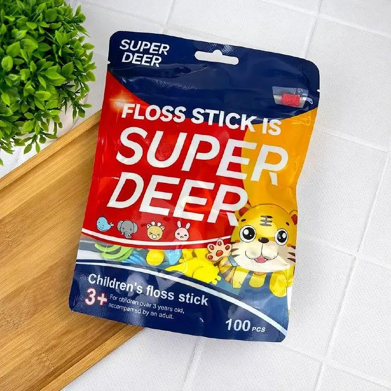 Дитячі флосери Super Deer Children's Floss Stick 100 шт (4 кольори) - для очищення міжзубних проміжків від 3 років - фото 3