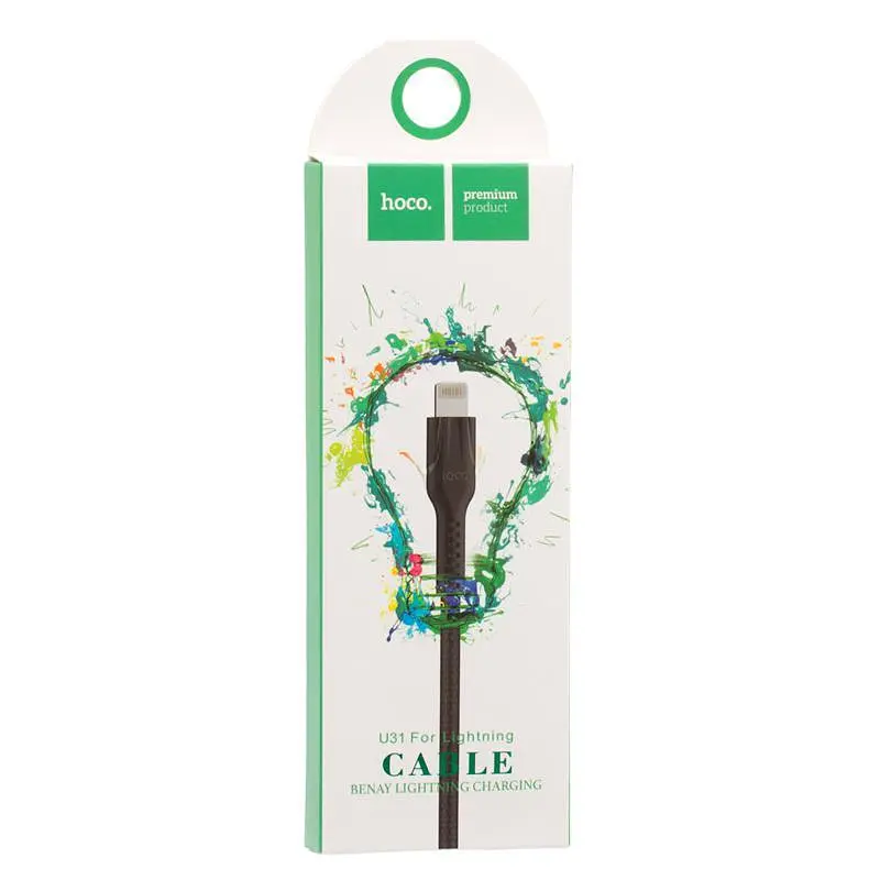 USB Cable Hoco U31 Benay Lightning Black 1m - фото 2