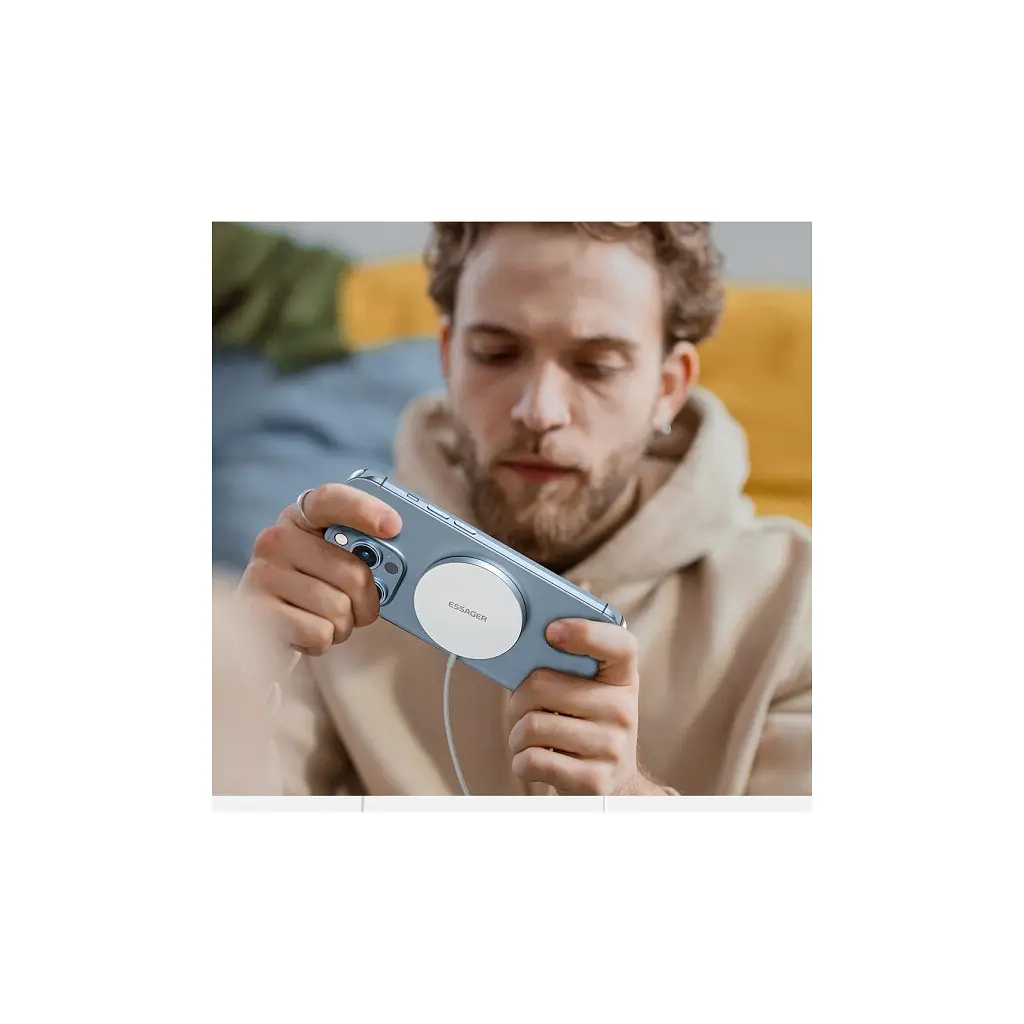 Зарядний пристрій Essager 2-in-1 wireless charger 15W magnetic for phone and earphones (EWXCX-YT02-Z) - фото 5
