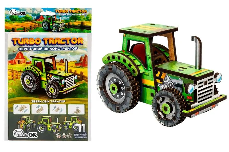 Конструктор дерев'яний Puz-00960 "Turbo Tractor" в кульку PuzzleOK